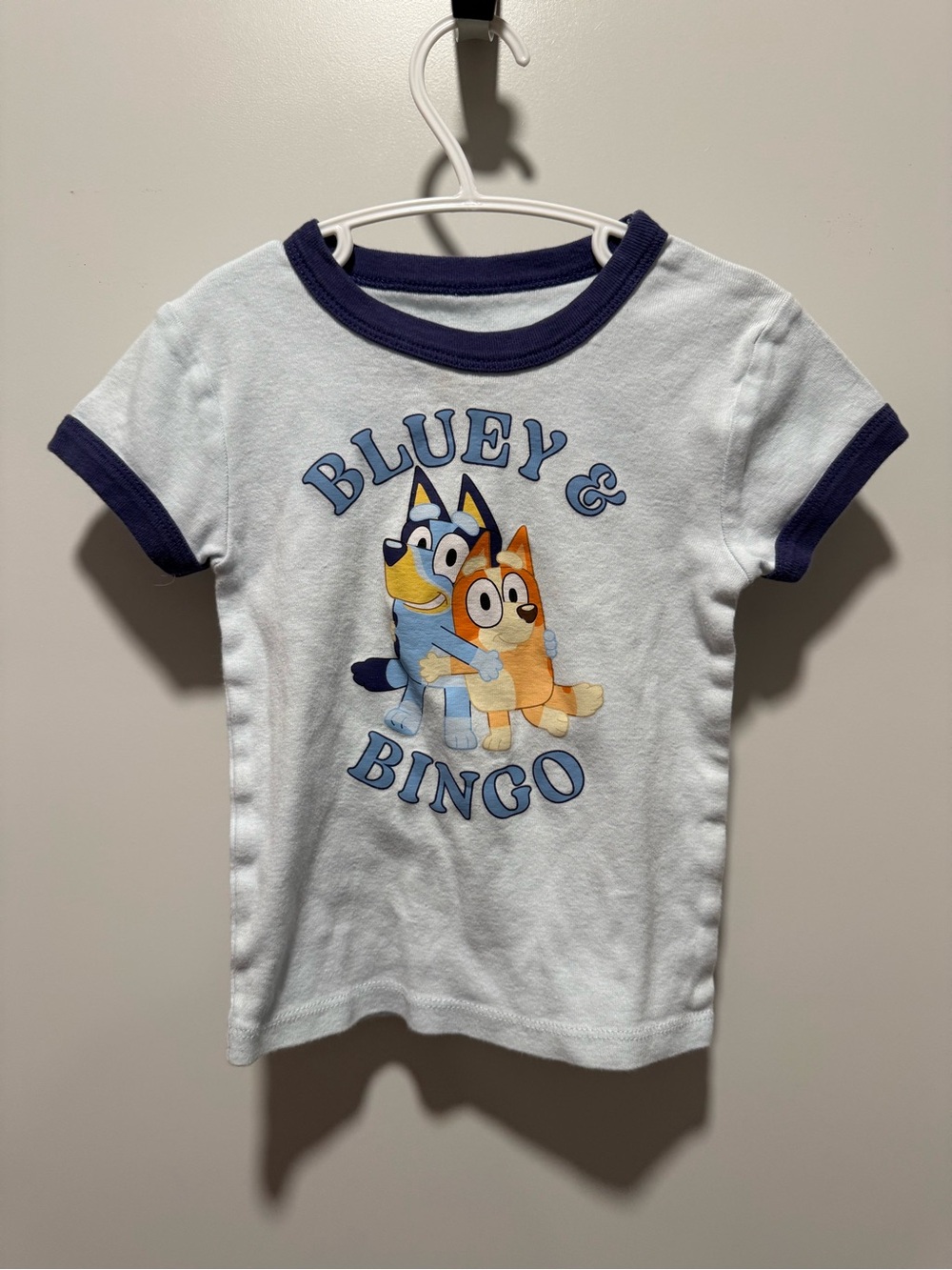 2/$15🥳Bluey & Bingo Graphic Ringer Tee - Light Blue/Navy